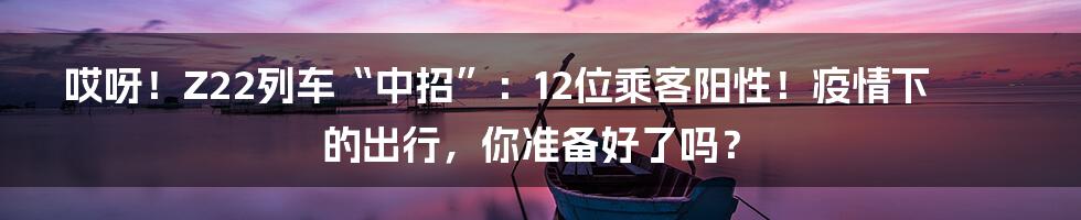 哎呀!Z22列车“中招”:12位乘客阳性!疫情下的出行,你准备好了吗?