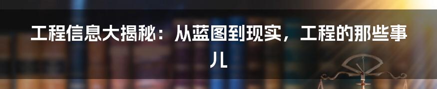 工程信息大揭秘：从蓝图到现实，工程的那些事儿