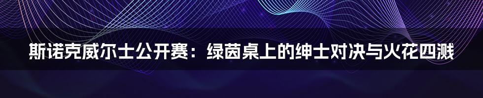 斯诺克威尔士公开赛:绿茵桌上的绅士对决与火花四溅