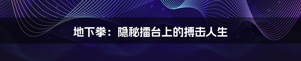 地下拳:隐秘擂台上的搏击人生