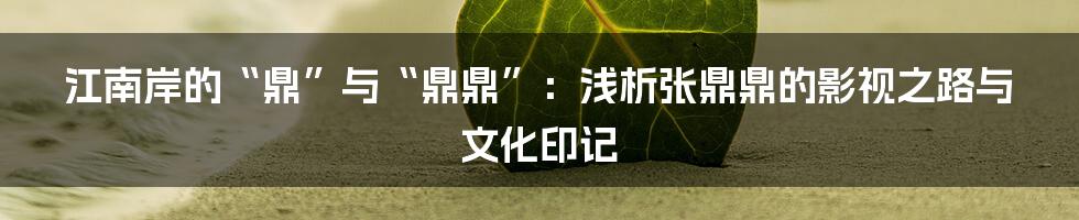 江南岸的“鼎”与“鼎鼎”：浅析张鼎鼎的影视之路与文化印记