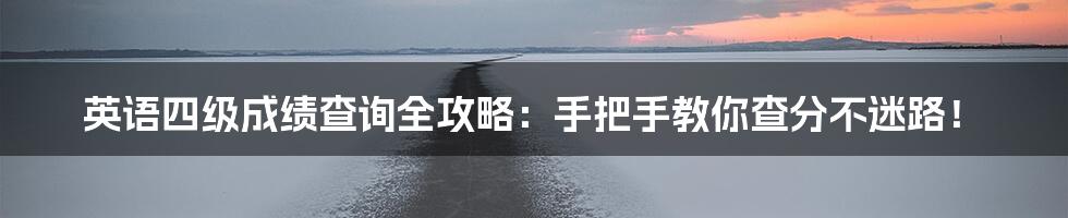 英语四级成绩查询全攻略：手把手教你查分不迷路！