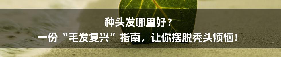 种头发哪里好? 一份“毛发复兴”指南,让你摆脱秃头烦恼!