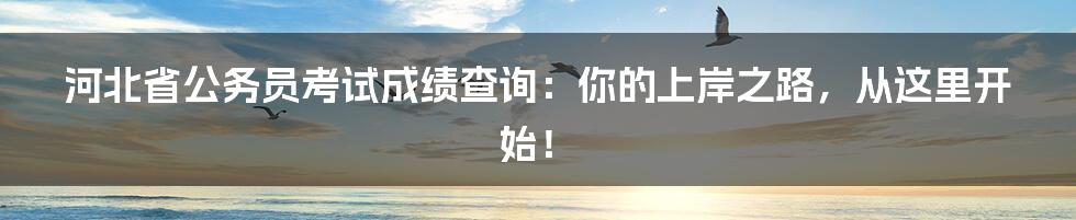 河北省公务员考试成绩查询:你的上岸之路,从这里开始!