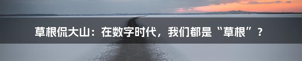 草根侃大山：在数字时代，我们都是“草根”？