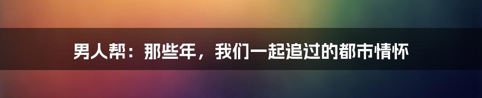 男人帮：那些年，我们一起追过的都市情怀