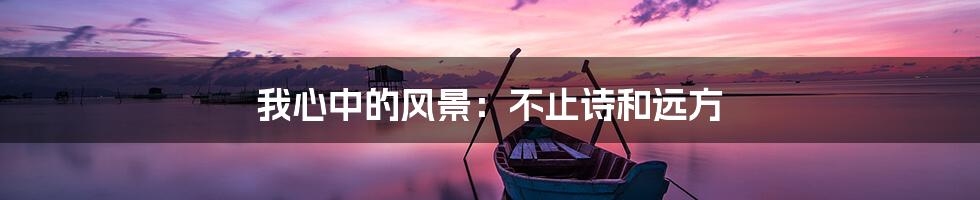 我心中的风景：不止诗和远方