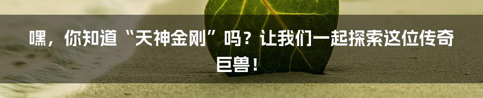 嘿，你知道“天神金刚”吗？让我们一起探索这位传奇巨兽！
