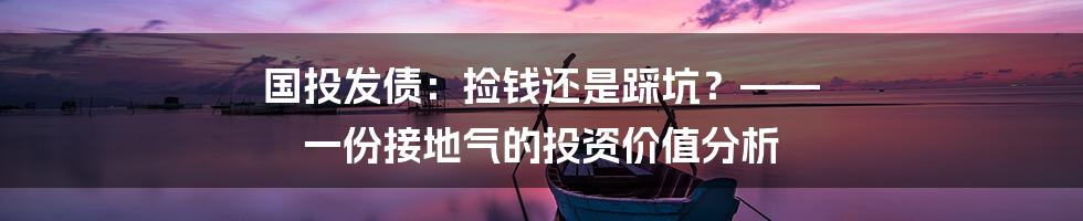 国投发债：捡钱还是踩坑？—— 一份接地气的投资价值分析