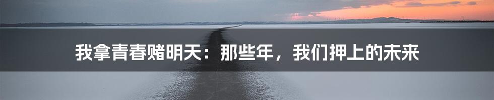我拿青春赌明天：那些年，我们押上的未来