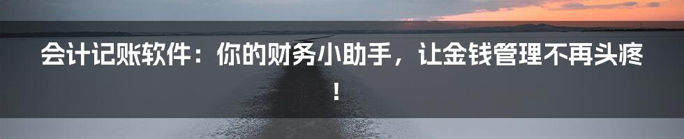 会计记账软件：你的财务小助手，让金钱管理不再头疼！