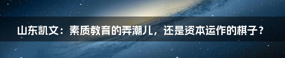 山东凯文：素质教育的弄潮儿，还是资本运作的棋子？