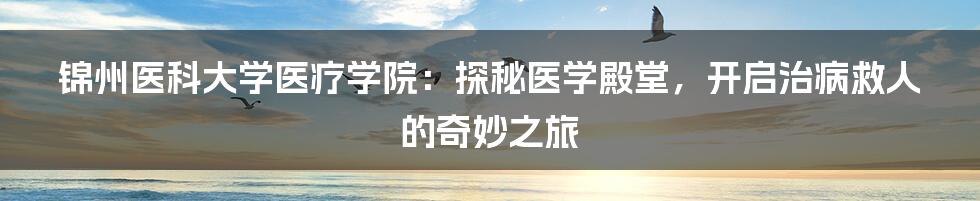 锦州医科大学医疗学院:探秘医学殿堂,开启治病救人的奇妙之旅