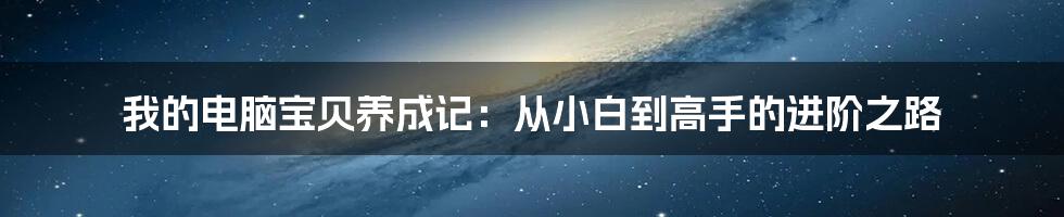 我的电脑宝贝养成记:从小白到高手的进阶之路