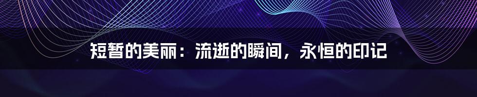 短暂的美丽：流逝的瞬间，永恒的印记