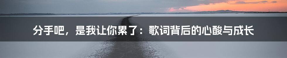 分手吧,是我让你累了:歌词背后的心酸与成长