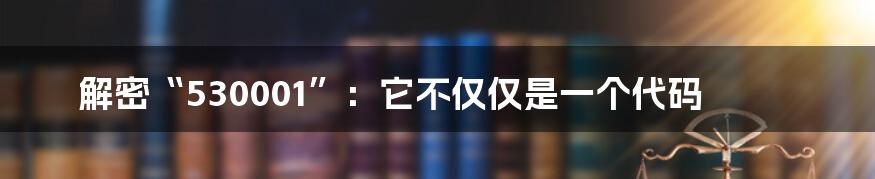 解密“530001”：它不仅仅是一个代码