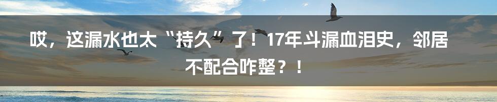 哎,这漏水也太“持久”了!17年斗漏血泪史,邻居不配合咋整?!