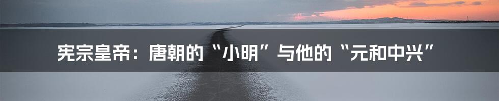 宪宗皇帝:唐朝的“小明”与他的“元和中兴”