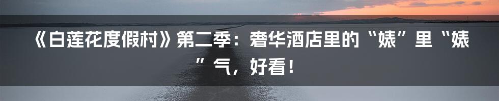 《白莲花度假村》第二季：奢华酒店里的“婊”里“婊”气，好看！