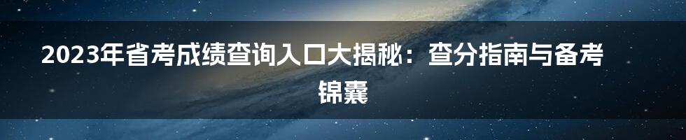 2023年省考成绩查询入口大揭秘：查分指南与备考锦囊