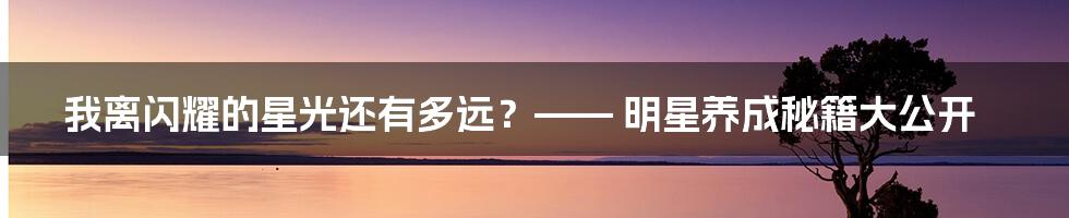 我离闪耀的星光还有多远?—— 明星养成秘籍大公开