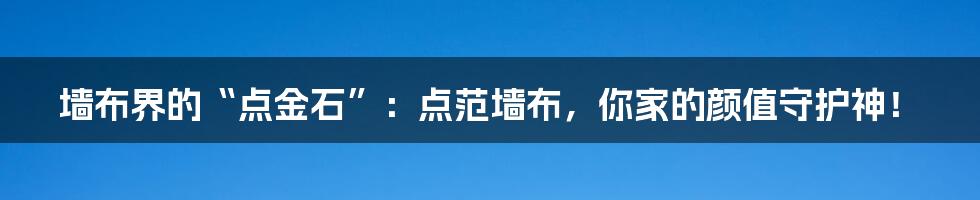 墙布界的“点金石”：点范墙布，你家的颜值守护神！