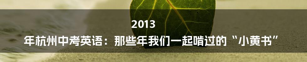 2013 年杭州中考英语：那些年我们一起啃过的“小黄书”