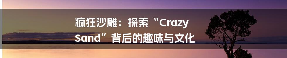 疯狂沙雕：探索“Crazy Sand”背后的趣味与文化