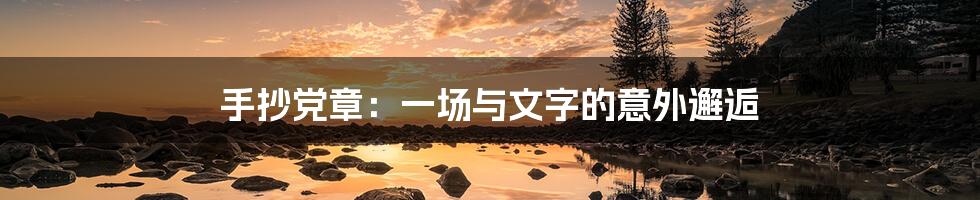 手抄党章：一场与文字的意外邂逅