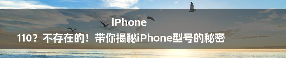 iPhone 110?不存在的!带你揭秘iPhone型号的秘密