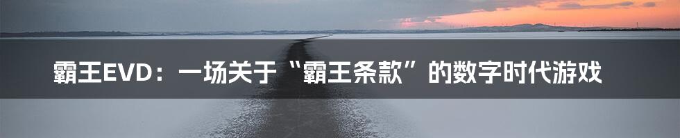 霸王EVD:一场关于“霸王条款”的数字时代游戏