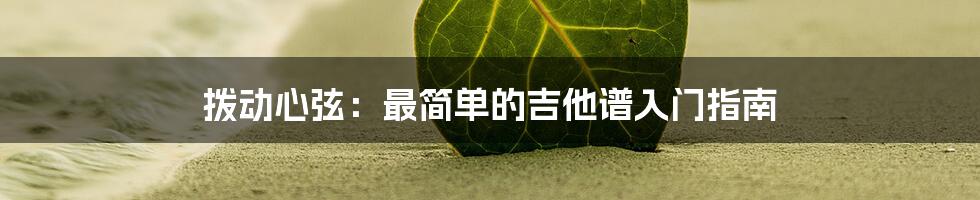 拨动心弦：最简单的吉他谱入门指南