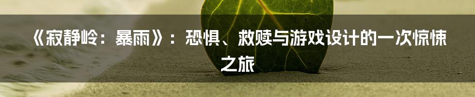 《寂静岭:暴雨》:恐惧、救赎与游戏设计的一次惊悚之旅