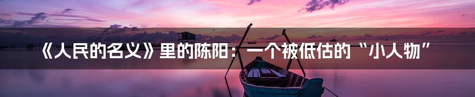 《人民的名义》里的陈阳:一个被低估的“小人物”