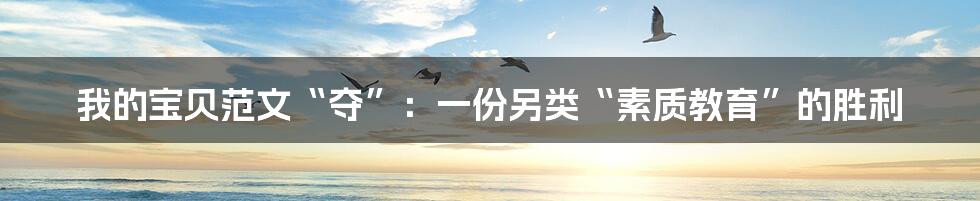 我的宝贝范文“夺”:一份另类“素质教育”的胜利