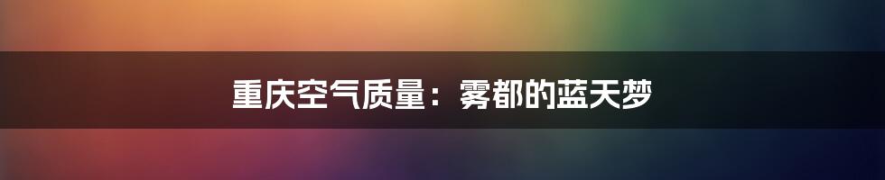 重庆空气质量：雾都的蓝天梦