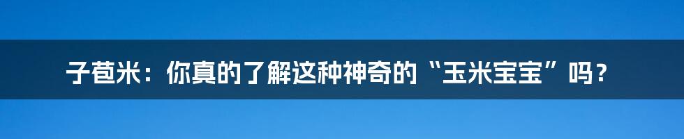 子苞米：你真的了解这种神奇的“玉米宝宝”吗？