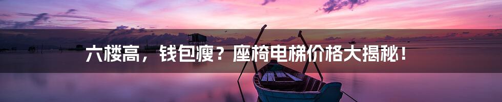 六楼高,钱包瘦?座椅电梯价格大揭秘!