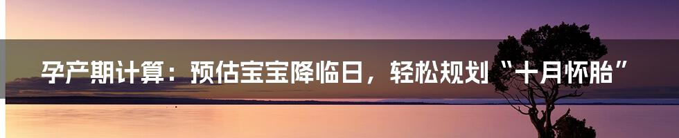 孕产期计算:预估宝宝降临日,轻松规划“十月怀胎”