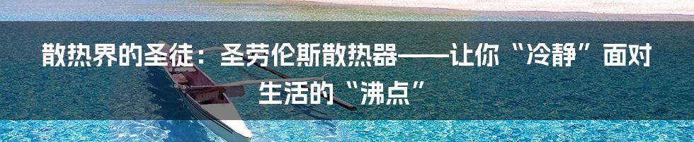 散热界的圣徒:圣劳伦斯散热器——让你“冷静”面对生活的“沸点”