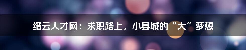 缙云人才网：求职路上，小县城的“大”梦想