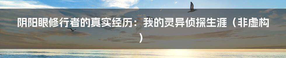 阴阳眼修行者的真实经历：我的灵异侦探生涯（非虚构）