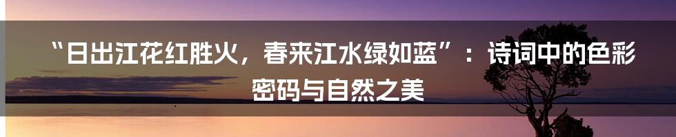 “日出江花红胜火，春来江水绿如蓝”：诗词中的色彩密码与自然之美