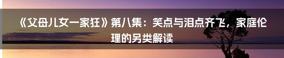 《父母儿女一家狂》第八集:笑点与泪点齐飞,家庭伦理的另类解读