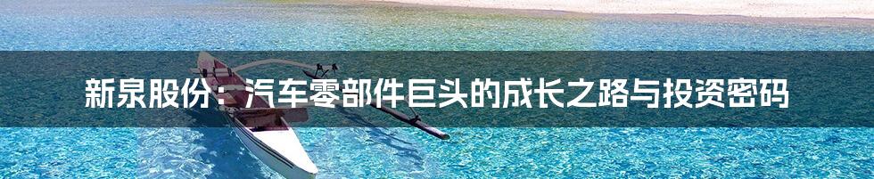 新泉股份：汽车零部件巨头的成长之路与投资密码