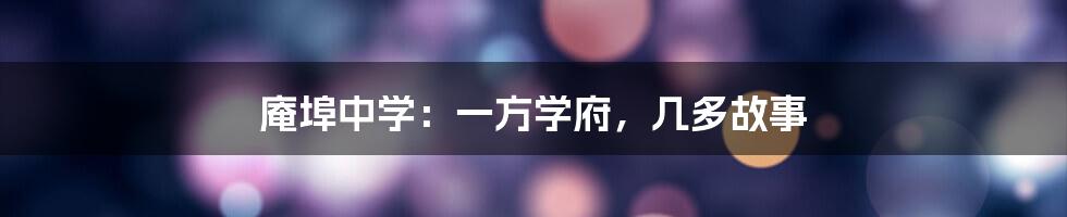 庵埠中学：一方学府，几多故事