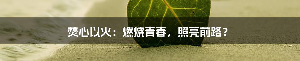 焚心以火：燃烧青春，照亮前路？