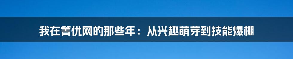 我在箐优网的那些年:从兴趣萌芽到技能爆棚