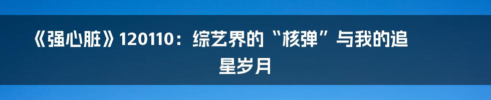 《强心脏》120110:综艺界的“核弹”与我的追星岁月